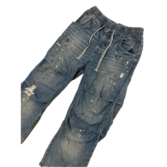 Free People We The Free Modern Love Pull On Jeans Blue Wave Combo Distressed - Picture 7 of 15